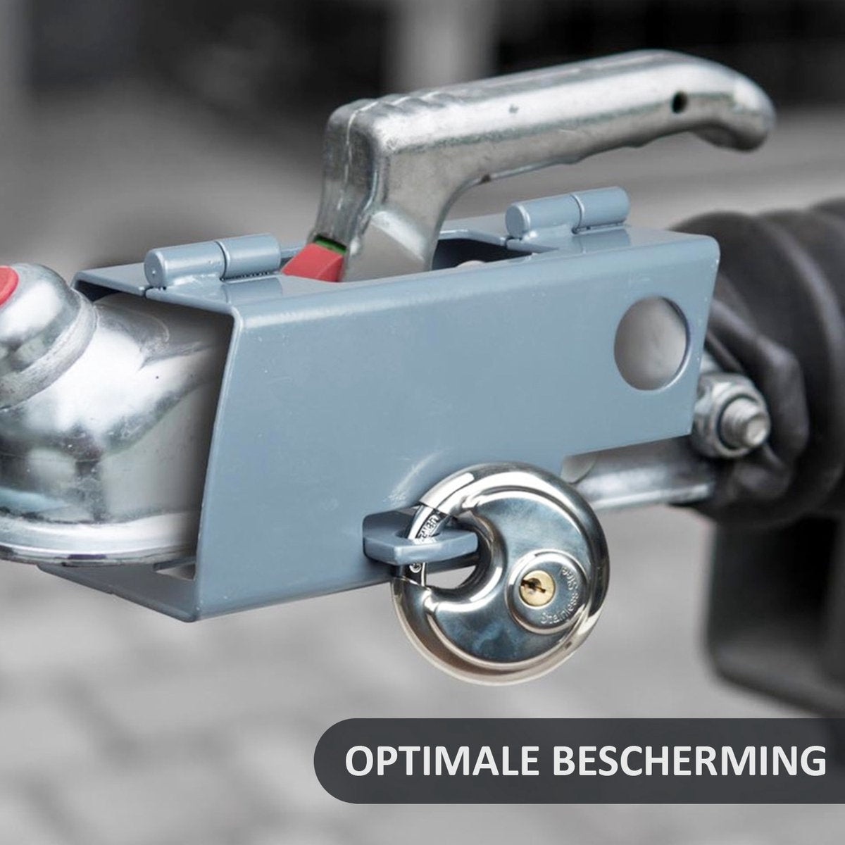 Stilemo Aanhangerslot - Disselslot Incl. Slot en Beschermkap - Roestvrij Staal - Tegen diefstal voor Trailer / Caravan / Aanhangwagen / Aanhanger - Zwart