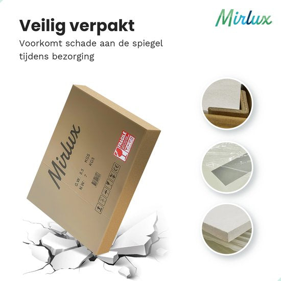 Mirlux Badezimmerspiegel Oval 90x60 cm - LED-Beleuchtung & Heizung - Anti-Beschlag-Duschspiegel - Schwarz