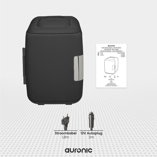 Auronic Mini-Kühlschrank - 4 Liter - Make-up und Schönheitspflege - 100/240V / 12V Autostecker - Schwarz