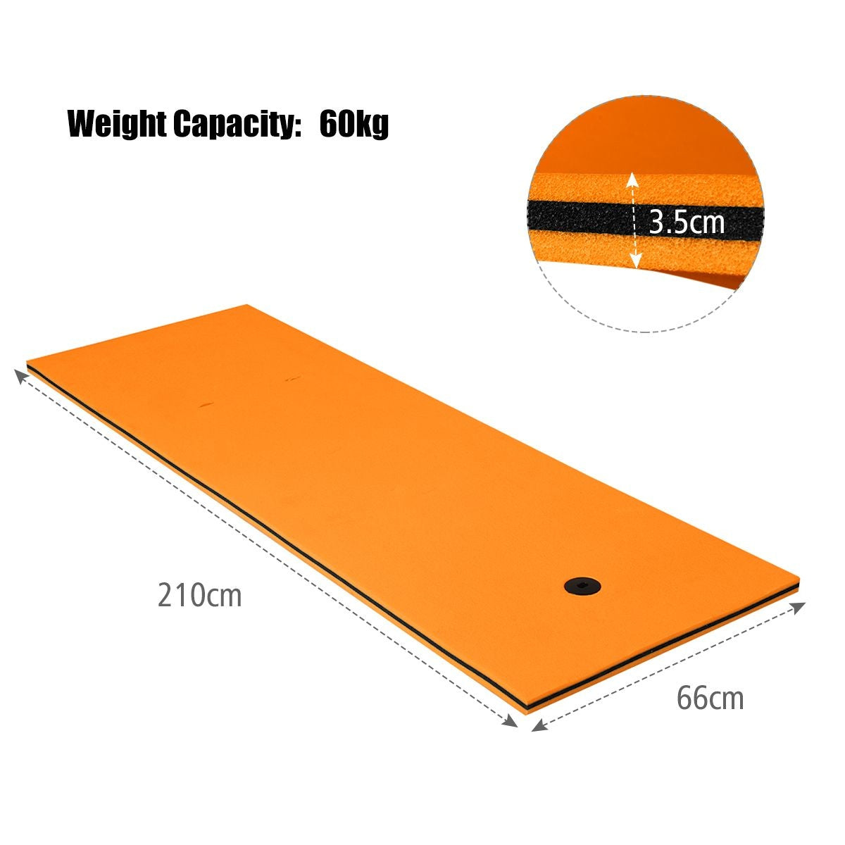Coast Schwimmende Matte - Max. 60 kg - 210 x 66 kg - Orange