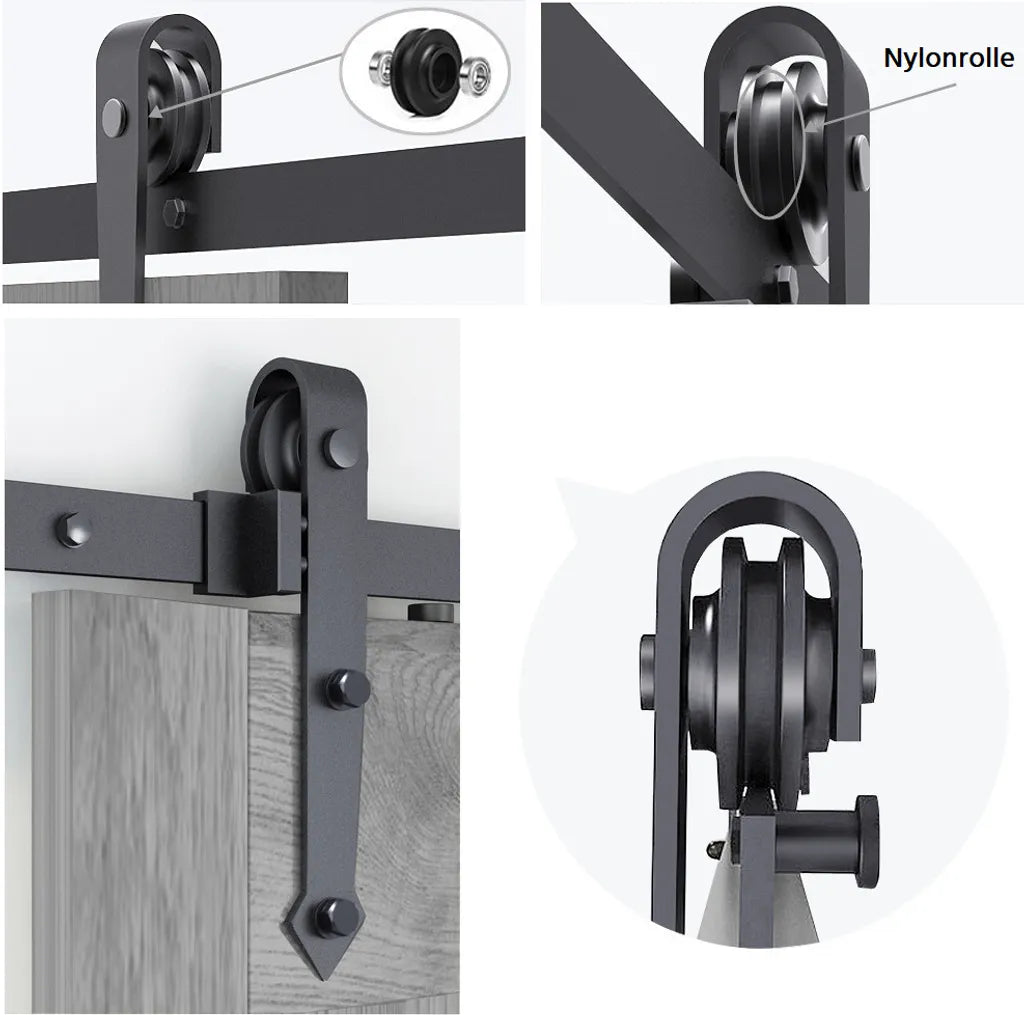 Yaheetech Schiebetürsystem 366 cm mit Montageset, Schwarz