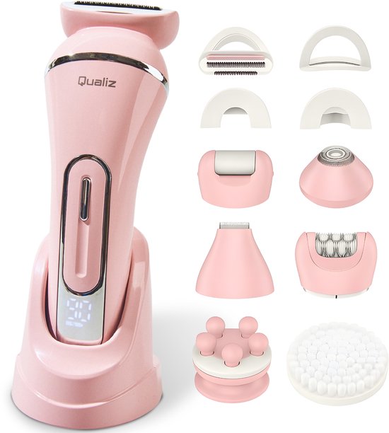 7-in-1-Ladyshaver – Epiliergerät für Damen – IPX 7 wasserdicht – Wiederaufladbar – Bikini-Trimmer – Intimrasierer für Damen – Ladyshaver für Frauen – Epilierer – Trimmer für Damen – Qualiz®