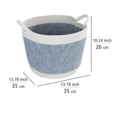 WENKO Bea Aufbewahrungskorb Schwarz – Ø 35 x 26 cm – Baumwolle/Polyester