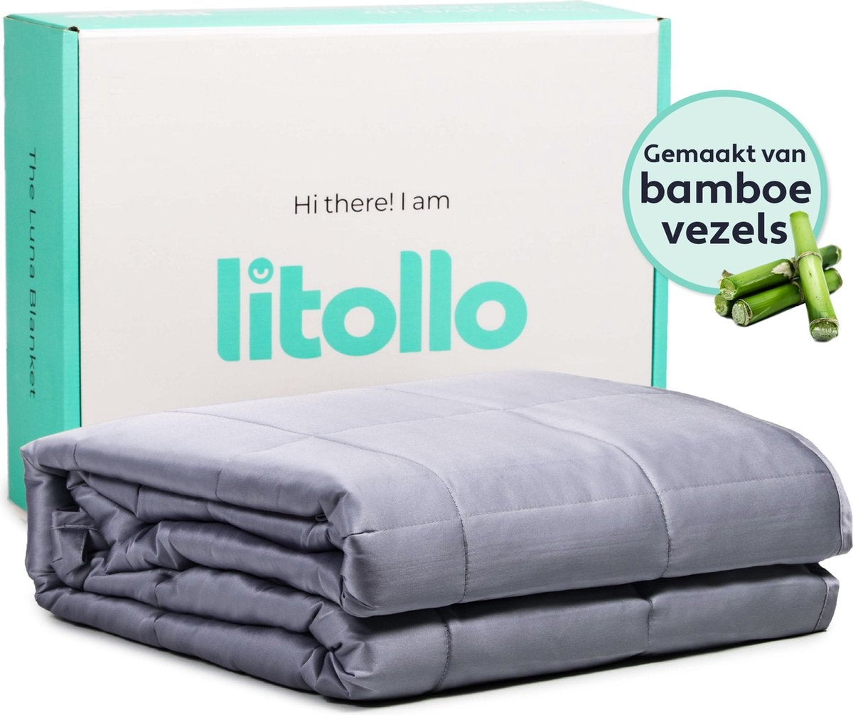 Litollo - Gewichtsdecke - 8 kg - Langlebiges Bambusmaterial - 150x200cm - Grau