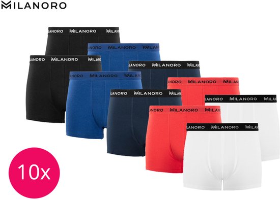 Milanoro - 10er-Set modische Boxershorts aus Baumwolle - Dunkler Mix - M