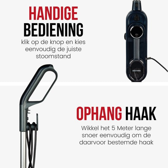 DistinQ Dampfreiniger für Kleidung, Sofa und Boden - Handdampfreiniger Teppichreiniger - Dampfer - 10 Aufsätze - 1300 Watt