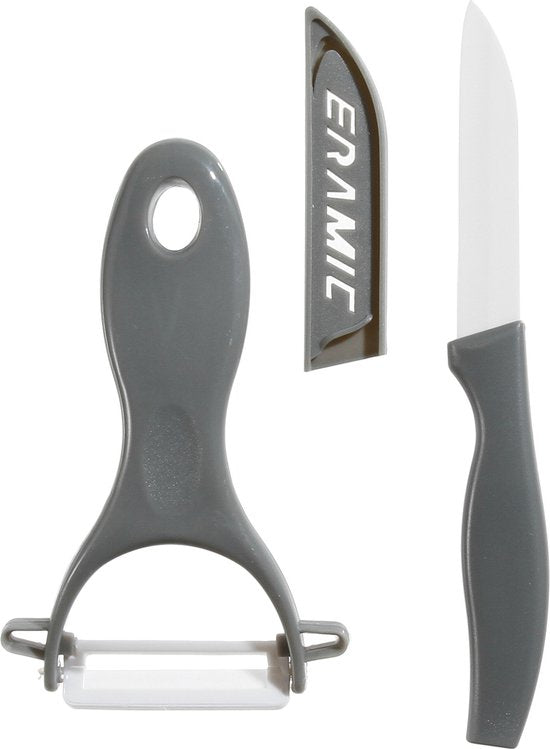 5Five – Küchenutensilien-Set – Schäler mit Kartoffelmesser – grau – Kunststoff