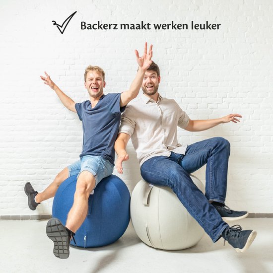 Bckz Sitzball Büro und Zuhause 75 CM - Luxus-Yogaball - Sitzball mit Hülle - Ergonomischer Bürostuhlball - Leinen Hellgrau