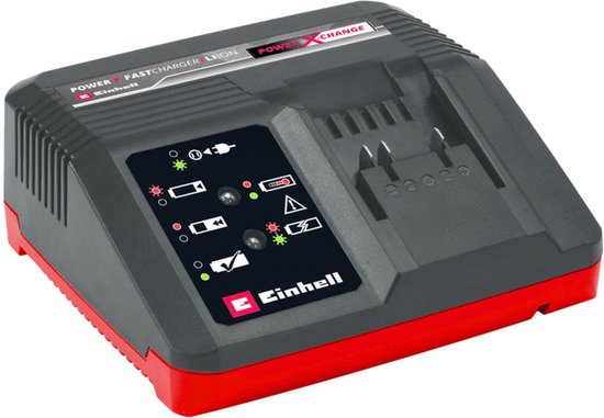 Einhell Schnellladegerät – Power X-Change – 18 V – Ladestrom: 4 A – Integrierte Wandhalterung – Geeignet für alle Power X-Change-Akkus