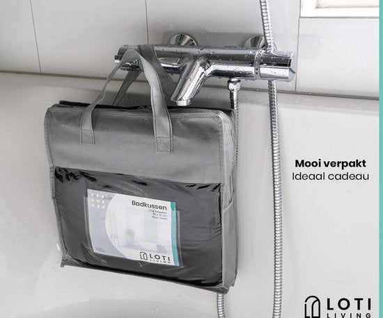 Loti Living Badekissen für die Badewanne - Badekissen - Nackenkissen für die Badewanne - Kopfstütze für die Badewanne - Badekissen mit Saugnäpfen - 6 Saugnäpfe - Ergonomisches Nackenkissen - Anti-Rutsch - Schwarz
