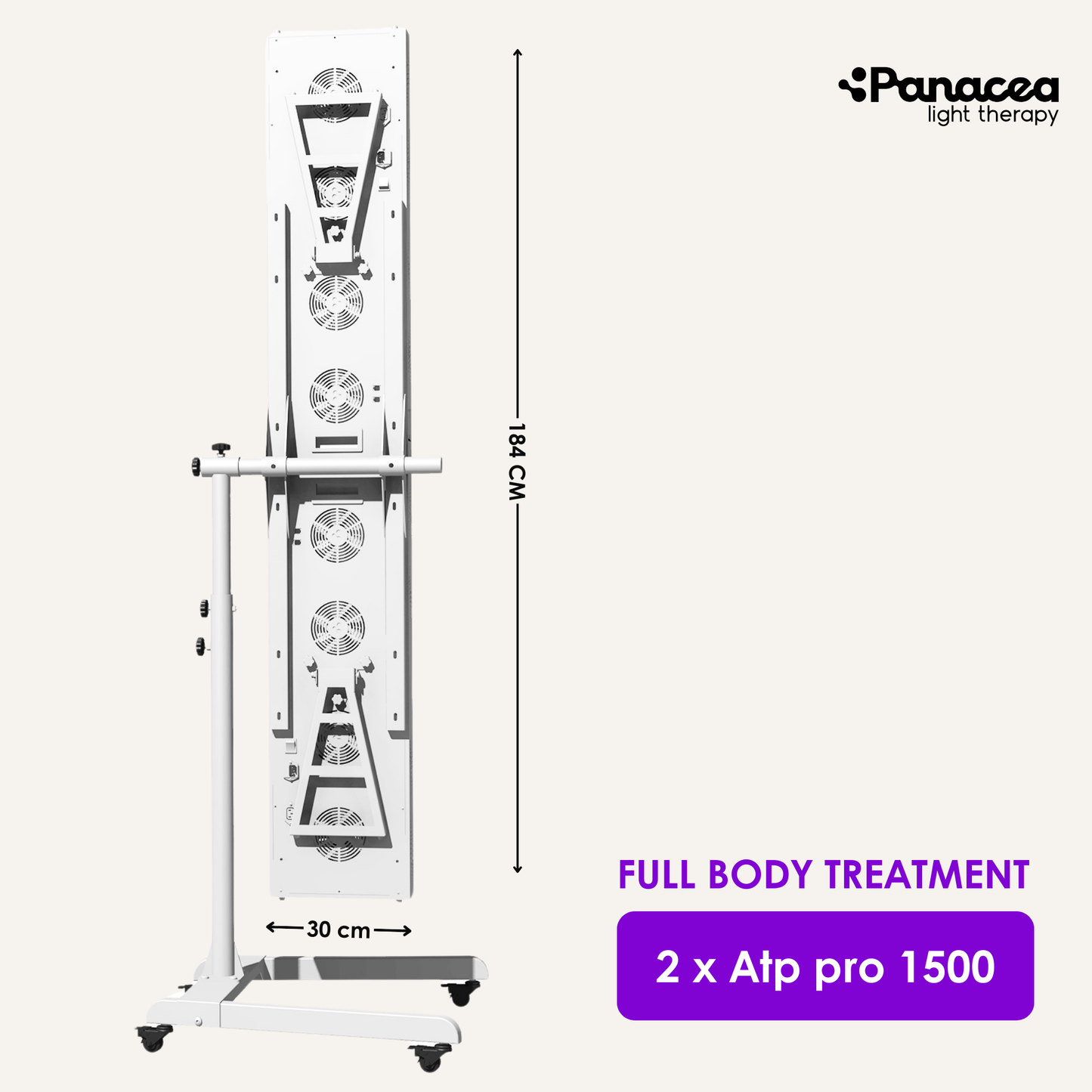 Panacea Light Therapy Mobile Panel Stand - Verstellbare Höhe bis zu 160 cm - Max. 20 kg - Metall - Weiß