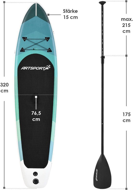 Aufblasbares SUP Board - Blue Wave - inkl. Zubehör