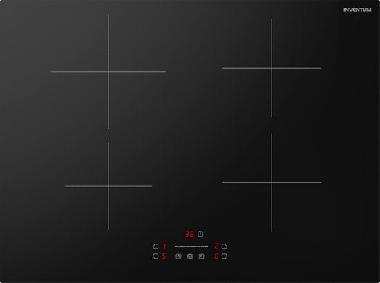 Inventum IKI7028 - Einbau-Induktionskochfeld - 70 cm - 4 Kochzonen - 1- oder 2-Phasen - Randlos - Schwarz