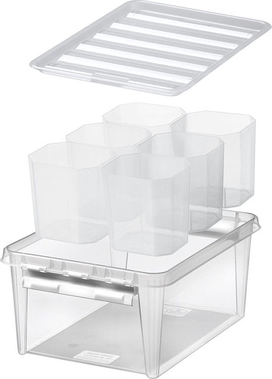 Orthex SmartStore Classic Aufbewahrungsbox mit Einteiler – transparent – 14 Liter – 3er-Set