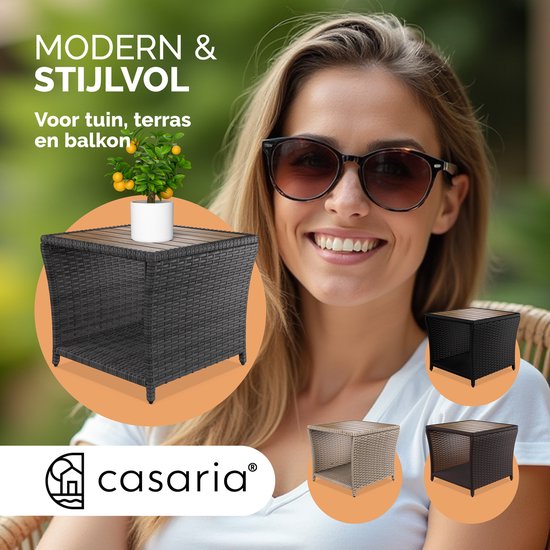 Casaria Beistelltisch - Polyrattan Quadratisch 45x45x40cm - Grau