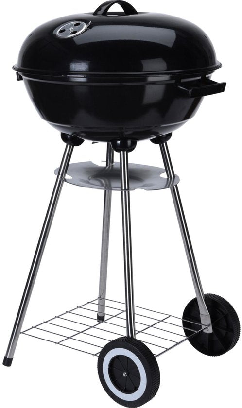 Kugelgrill Holzkohlegrill auf Rädern 46 cm Schwarz