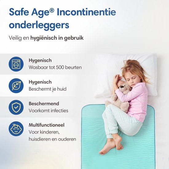 SafeLife waschbare Inkontinenz-Unterlagen für Erwachsene, Haustiere und Kinder - Matratzenschutz - rutschfest - Large