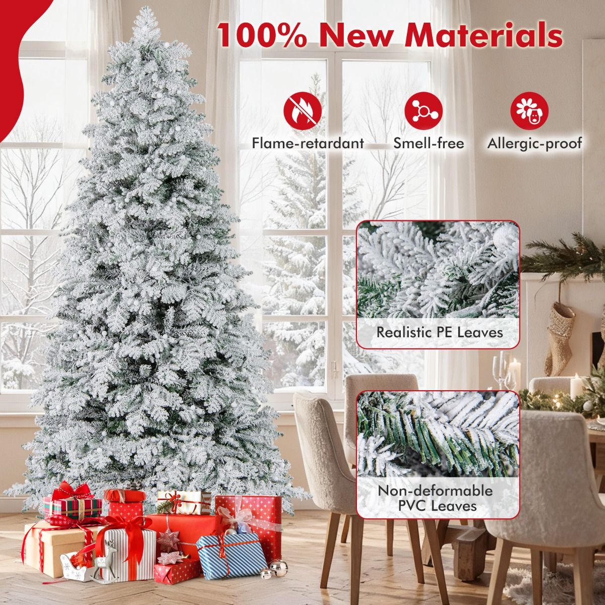 Coast Kunstweihnachtsbaum – verschneit – mit LED-Beleuchtung – 210 cm – grün und weiß