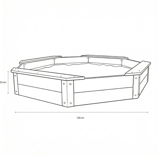 AXI Onno XL Sandkasten 150 x 150 x 23 cm in Braun/Anthrazit – Mit Sitzbänken – Mit Schutzhülle – 100 % FSC-zertifiziertes Zedernholz – Großer Sandkasten für Kinder