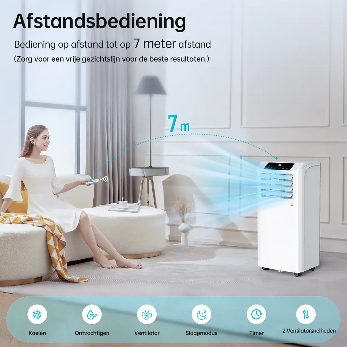 Humhold Mobile Klimaanlage 9000 BTU – 3-in-1: Kühlen, Entfeuchten und Belüften – bis zu 33 m²