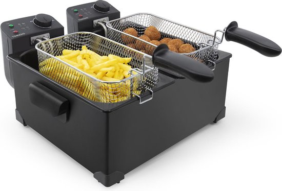 Tomado TDF6001B - Doppelfritteuse - 2 x 3 Liter - Kaltzone - schwarz