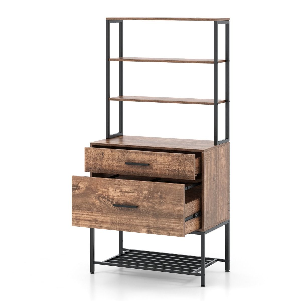 Coast Aktenschrank mit Druckerhalterung – 3 offene Fächer – große Schublade – grau