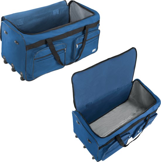 Deuba XXL Reisetasche Dunkelblau mit Trolleyfunktion 3 Rollen 160 LITER 85x43x44cm
