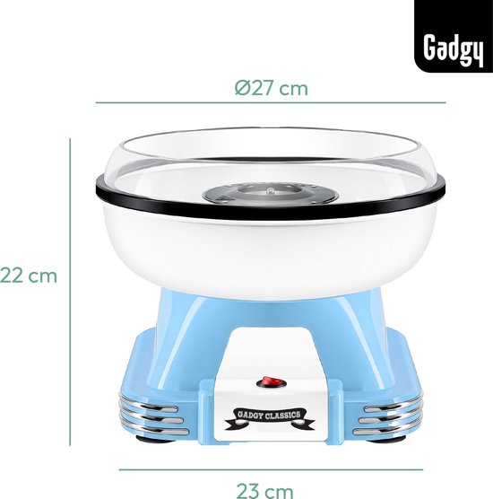 Gadgy Zuckerwattemacher Retro Blau - Mit 10 Stäbchen und Messlöffel - Zuckerwattemacher - Süßigkeiten - Kinderparty