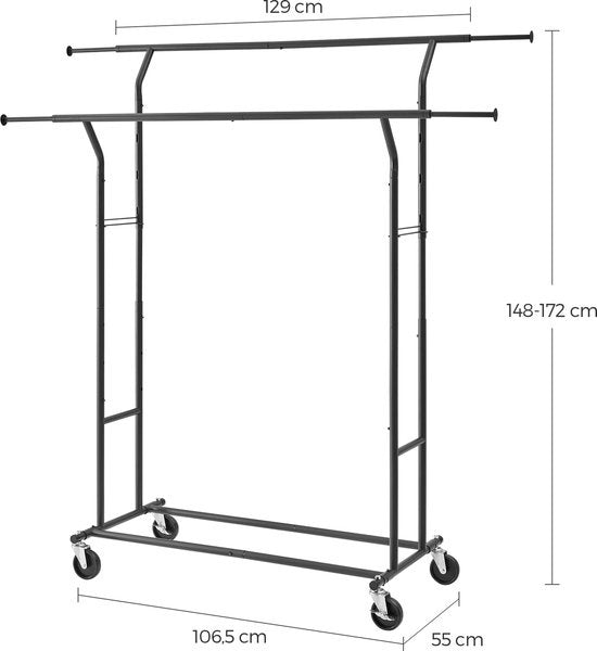 O'DADDY - Kleiderständer - auf Rollen - Metall - Schwarz