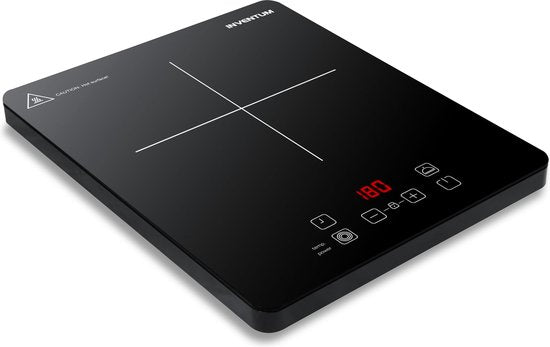 Inventum KI120T - Induktionskochfeld - 1 Kochzone - 2000 Watt - 10 Positionen - Pfanne 15 bis 20 cm - Timer - Kindersicherung - Schwarz