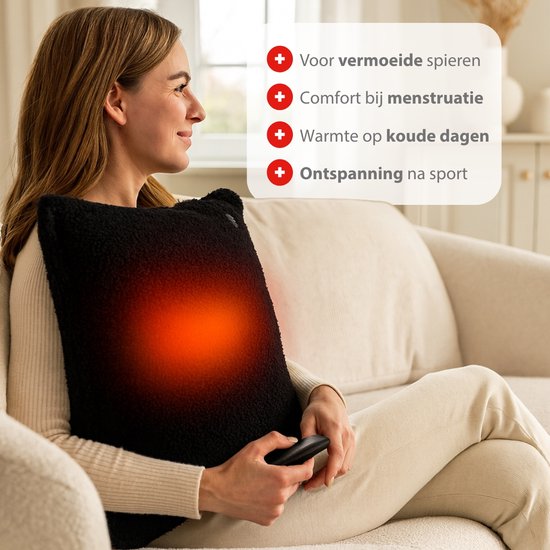 alpina Elektrisches Wärmekissen – Wärmekissen für Nacken und Schultern – 3 Heizstufen – Automatische Abschaltung – Waschbarer Bezug – 60 x 62 cm – 100 W