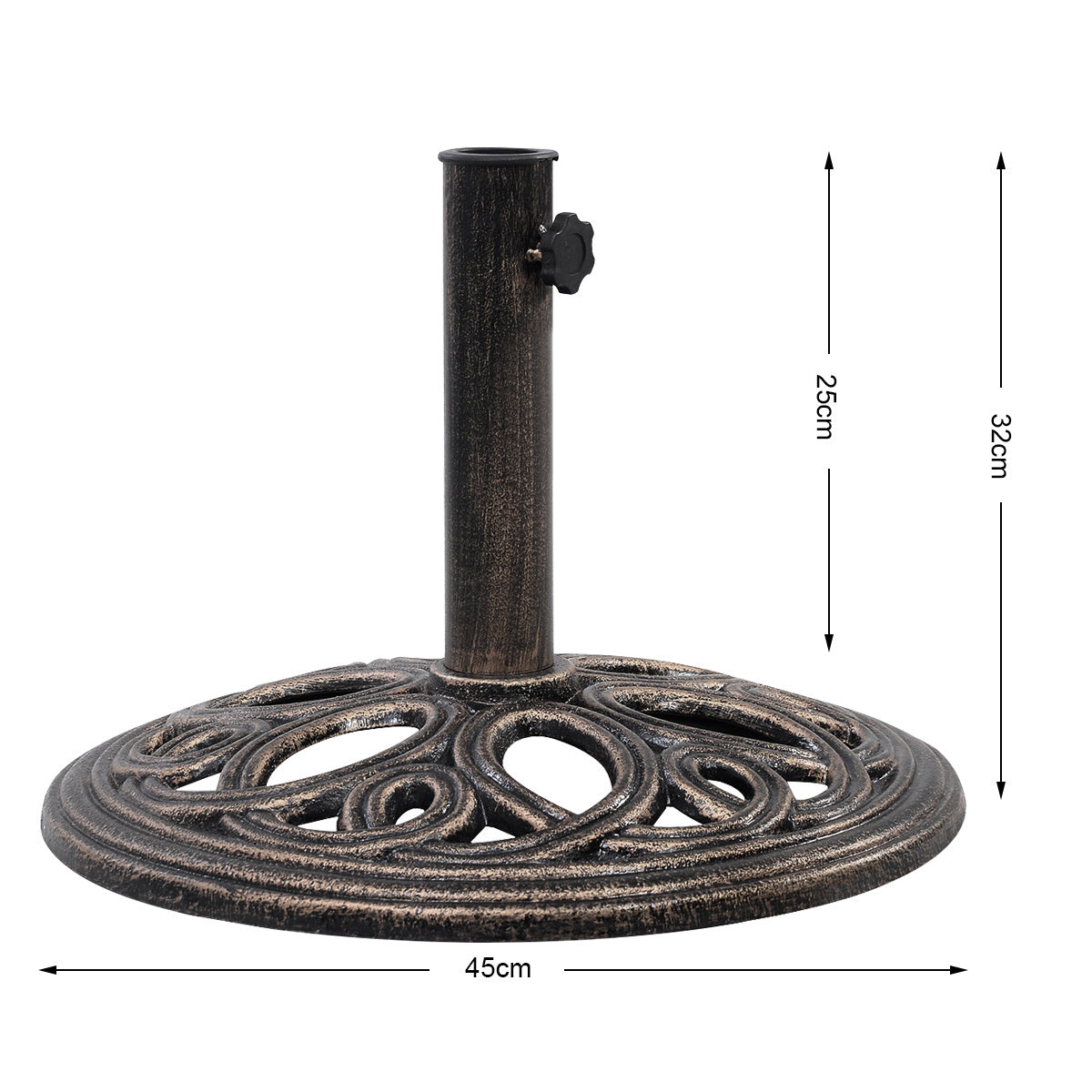Coast Gusseisen Sonnenschirm Basis - Sonnenschirm Stand - 32 cm hoch - Bronze