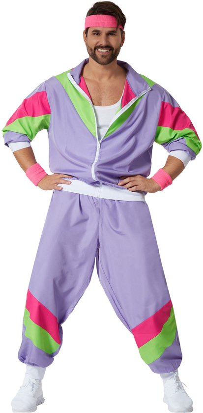 dressforfun - Herrenkostüm Retro 80er 90er Jogginganzug - lila, XXL - Kostüm Karneval - Halloween - Verkleiden - Partykleidung - Karnevalskleidung - Party - Partykleidung