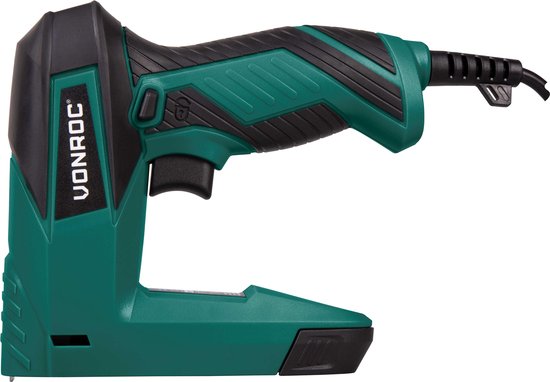 VONROC Elektrotacker - Komplettset Inkl. 900 Klammern & 300 Nägel - Schussfrequenz: 30/min