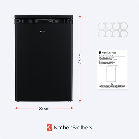 KitchenBrothers Kühlschrank - 127L - Eisfach - Tischplatte - Frigo - Freistehend - Schwarz