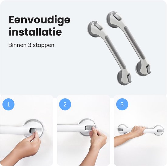 Luft - Haltegriff mit Saugnapf - für die Dusche - 2 Stück - Extra sicher & stark - 40cm