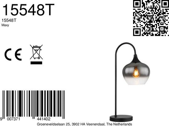 Globo Tischleuchte Maxy - schwarz - Metall - 15548T