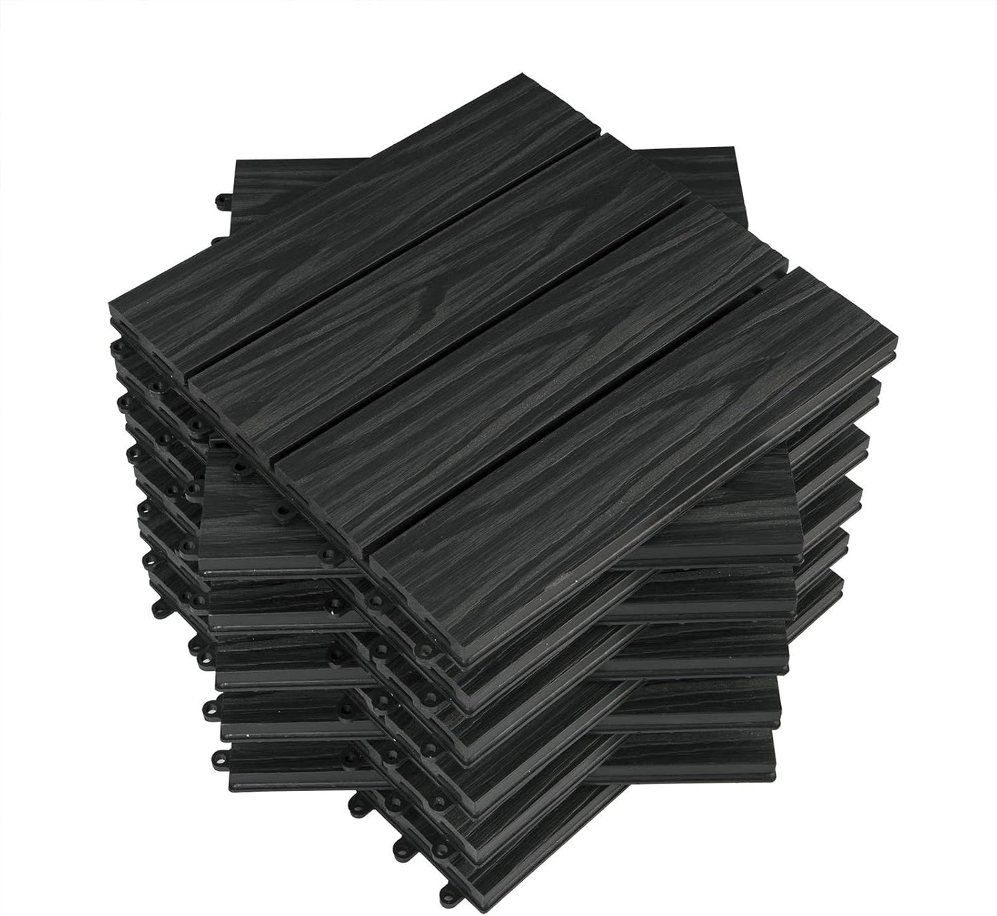 Woltu WPC Terra-Fliesen 30x30 cm - Anthrazit - Klick-System - 22 Stück (2 m²)