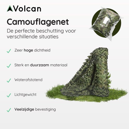Volcan Tarnnetz 200 x 140 – Schattennetz – Camonet – Für optimale Tarnwirkung – Grün