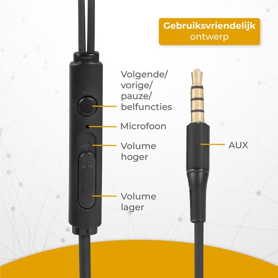 Nuvance - Ohrhörer mit Kabel - 3,5-mm-Klinkenanschluss - Ohrhörer mit Kabel - In-Ear-Kopfhörer mit Kabel und Mikrofon - Schwarz