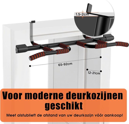 DH FitLife Reckstange, Türrahmen ohne Schrauben, verrutscht nicht mit Multi-Griffpositionen, Klimmzugstange Tür, Reckstange, Gymnastikstange, Türständer zum Einhängen, für Türrahmen, 65-92 cm