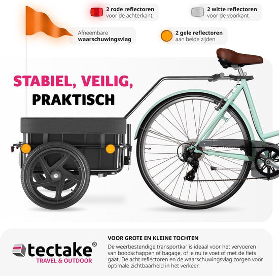 tectake® 2-in-1 Fahrradanhänger - Gepäckwagen und Kinderwagen - Anhänger für Fahrräder, Mountainbikes und eBikes - Transportanhänger mit Deichsel - Mit Plane und Luftbereifung - Maximale Tragfähigkeit 50kg
