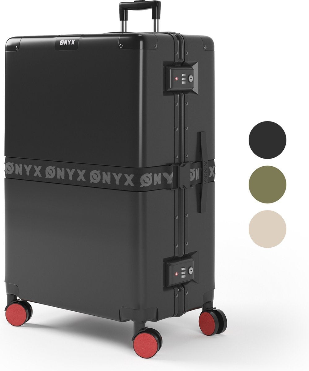 ONYX® - Check-in-Koffer 100L - TSA-Schloss - Leichter Trolley - Aluminiumverschluss - Schwarz