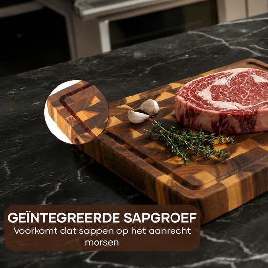 Villux Schneidebrett – Schneidebrett-Set – Schneidebrett aus Holz – Schneidebretter – Schneidebrett aus Akazienholz – Holzschneidebrett – Schneidebrett-Set – Tapas-Brett - Snackbrett – Servierbrett – Häppchenbrett – Schneideblock aus Akazienholz (Stammhol