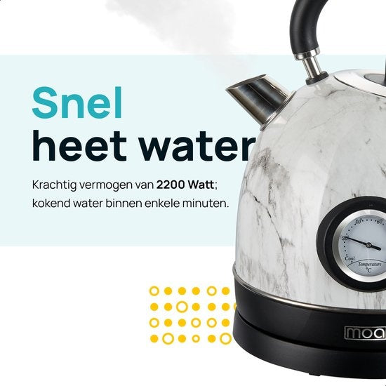 MOA Retro-Wasserkocher Weißer Marmor 1,8 Liter - Elektrisch - Limitierte Auflage - EK3TM