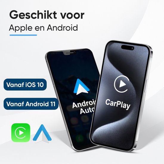 CarMe Mini 2-in-1 CarPlay Dongle V2 - Drahtloses CarPlay & Android Auto - USB-A & USB-C - Android Auto Dongle - Schwarz
