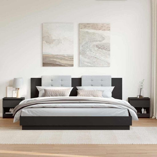 vidaXL – Nachttische – 2er-Set – 40 x 30 x 39 cm – bearbeitet – Holz – schwarz