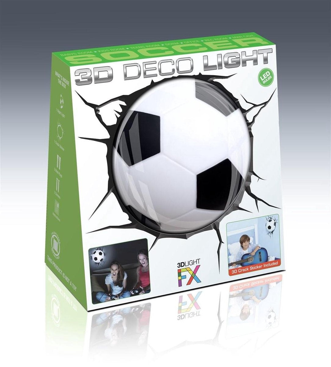 Gadgy Football Nightlight Kids - Wandleuchte Nachtlicht Kinderzimmer mit Wandaufkleber - Timer-Funktion - Batteriebetriebene LED-Wandleuchte