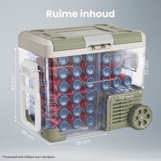 Auronic Electric Cool Box - Kompressor - 50L - 12V und 240 Volt - Camping Kühlschrank - Frigobox Auto - Mit Rädern und Griff - Grün
