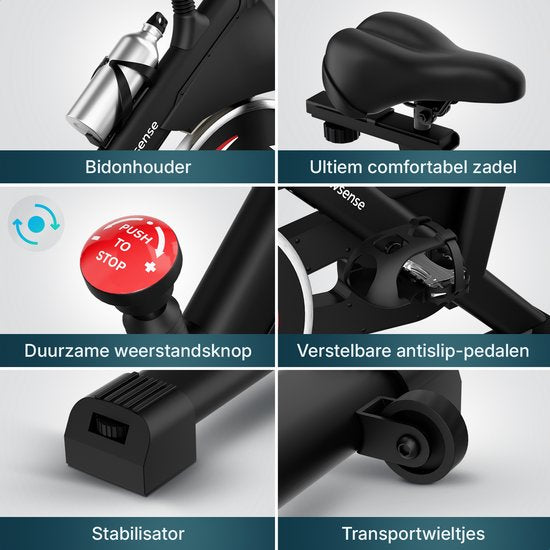 Flowsense Hometrainer Velair One - Fitness Bike - Hometrainer mit magnetischem Widerstand - Hometrainer Spinning Bike - 3KG Schwungrad - inkl. Tablet-Halterung